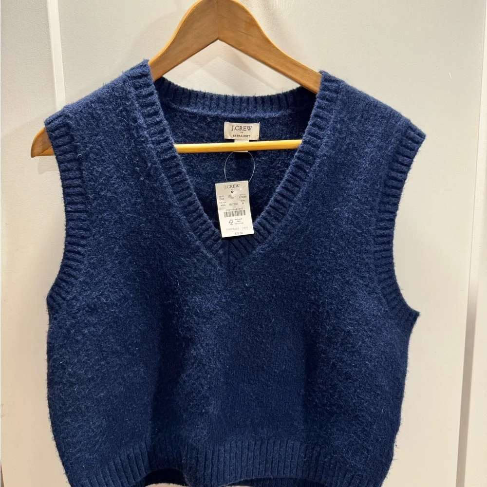 J. Crew Women's Deep Blue V-Neck Sweater Vest - Picture 1 of 3